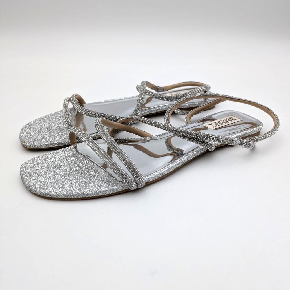 Badgley Mischka Collection Ivie Ankle Strap Sandal Womens Silver Sz US11M EU41.5